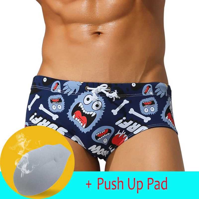 Hot Sell Swimwear Men Brief With Front Pad Low Waist Sexy Swimsuit Swimming Trunks Men Swim Shorts Save W250214