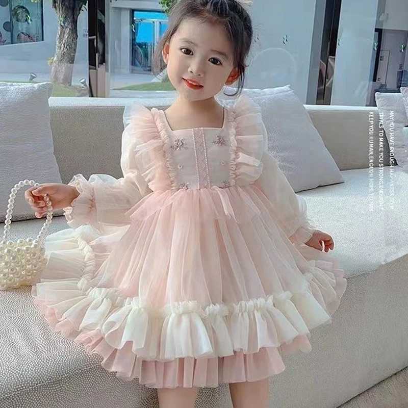 New Princess Dress Girls Dress Spring Autumn Kids Clothes Birthday Dress Par Long-sleeved for Children Cake skirt Flower 2-8Y Z250214