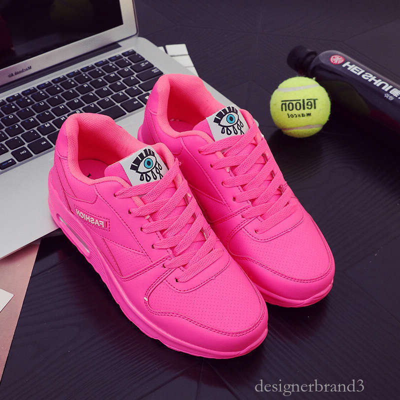 Women Fashion Sneakers Air Cushion Sp orts Pu Leather Blue White Pink Outdoor Wal king Jogging Shoes Female Trai ners