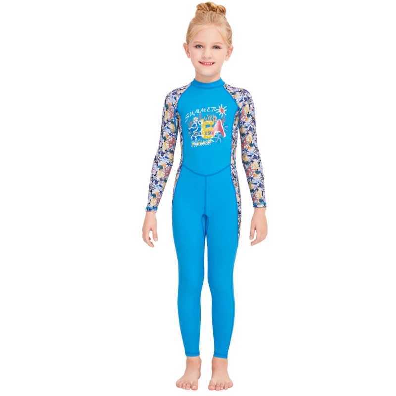 Children Girls Long Swimsuit Sun Protection Bathing Suits Speed Dried Loaded Snorkeling Diving Kids Wetsuit Clothes Z250214
