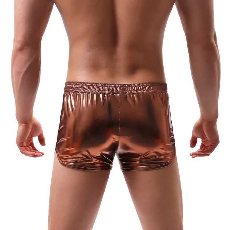 Mens Board Shorts Swimming Trunks Low RiseBikini Swimwear Faux Leather Beachwear Surfing Pants W250214