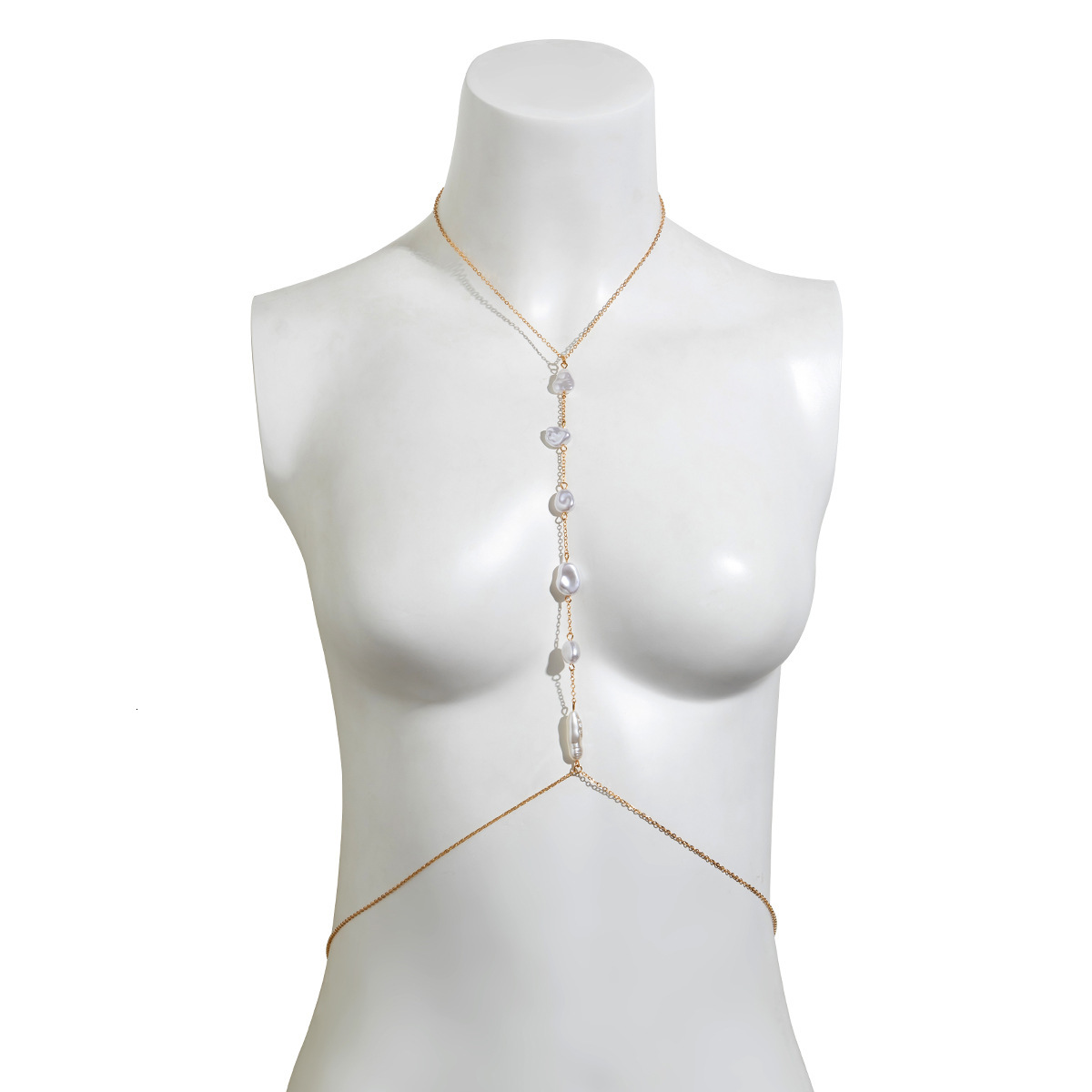 Beach imitation pearl bikini clothing body sexy vacation Woman fashion beaded chest chain