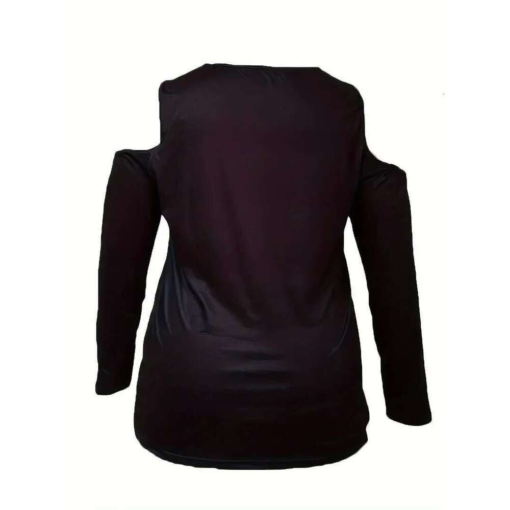 Women Plus Size 1Xl-5Xl Women's Sexy Off The Shoulder Long Sleeved T-Shirt Ladies Love Printed Fashion Top