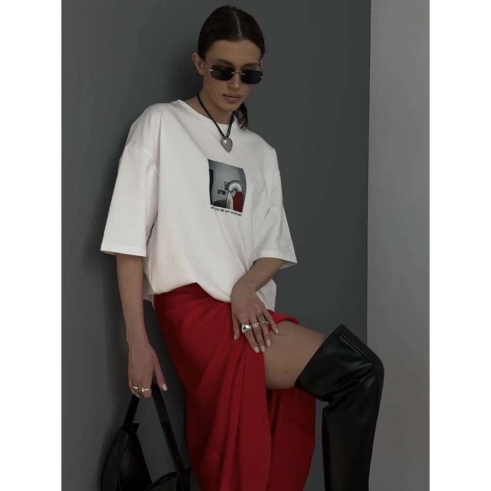 Bluki Korean Short Sleeve T-Shirts Women 2024 Summer Loose 100% Cotton Basic Tees Female Aesthetics Plus Size Printed Tops