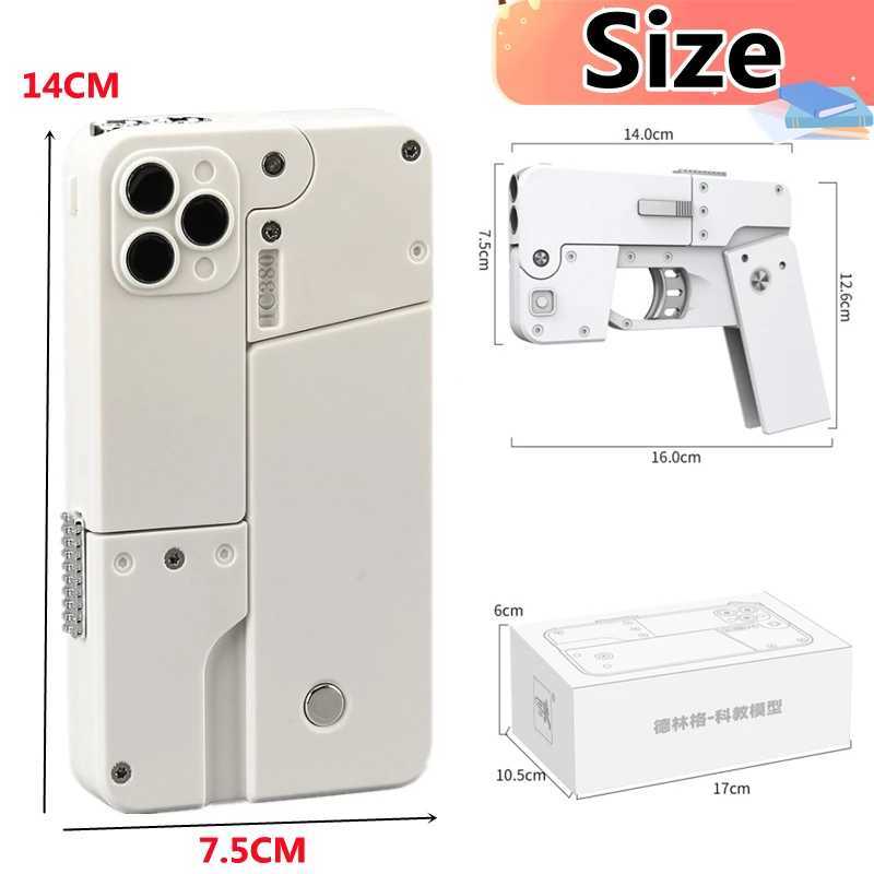 Folding Gun IC380 Toys Pistol Mobile Phone Model Bullet Soft Ammo Shelling Cool Phone 14Pro Max Gift Outdoor Game Sports Toy GunT250214