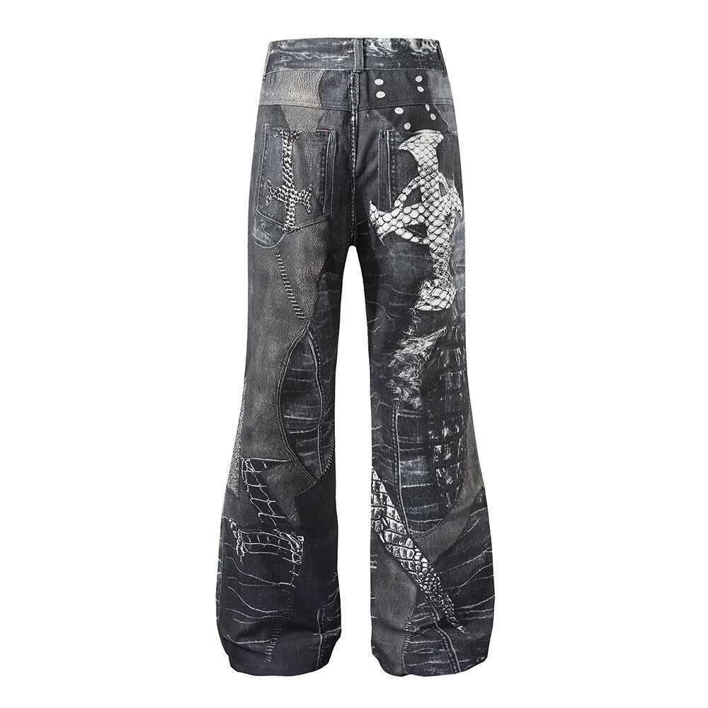 Distressed Streetwear Baggy Black Jeans For Men And Women Straight Hip Hop Loose Denim Trousers Vintage Casual Ripped Cargos