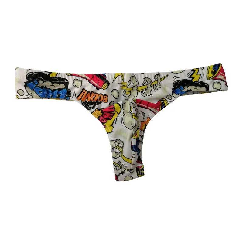 Summer Sexy Mini Bikini Shorts Cartoon Print Men Swim Briefs Low Waist Swimming Trunks Quick Dry Surf Bathing Suit Men Swimwear W250214