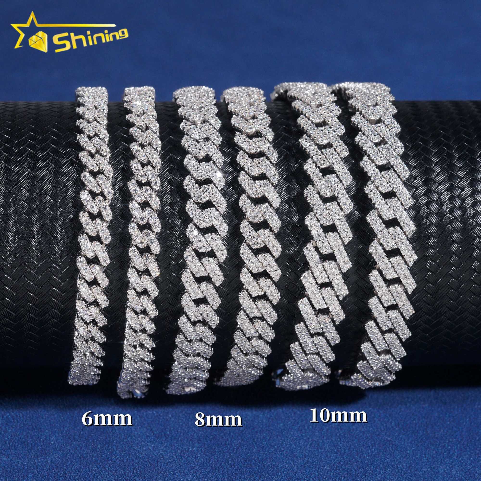 Hot Selling Hip Hop Jewelry 6mm 8mm 10mm Sterling Silver 925 14K Gold Iced out Cuban Link Bracelet Moissanite cuban bracelet