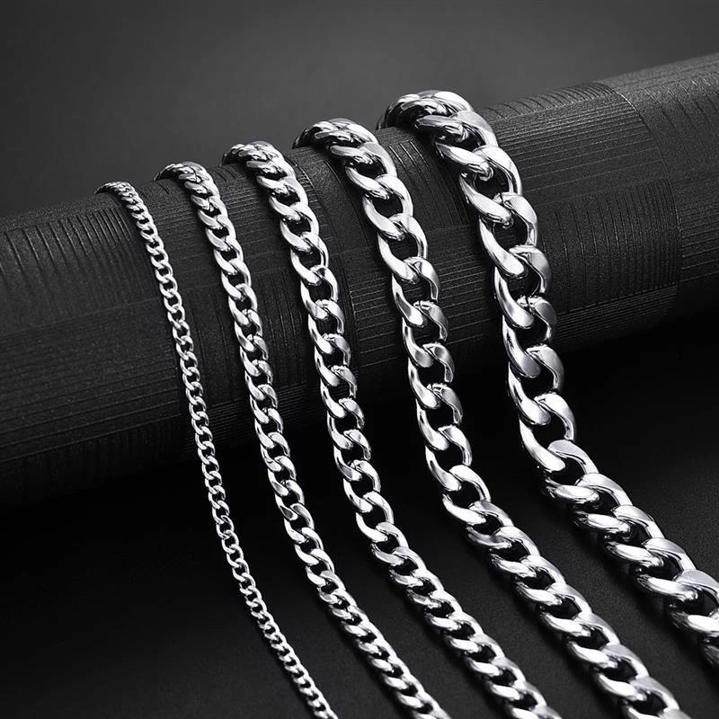 Trendy Cuban Chain Men Bracelet Classic Stainless Steel 3579mm Width Chain Bracelet For Men Women Jewelry Gift 250214
