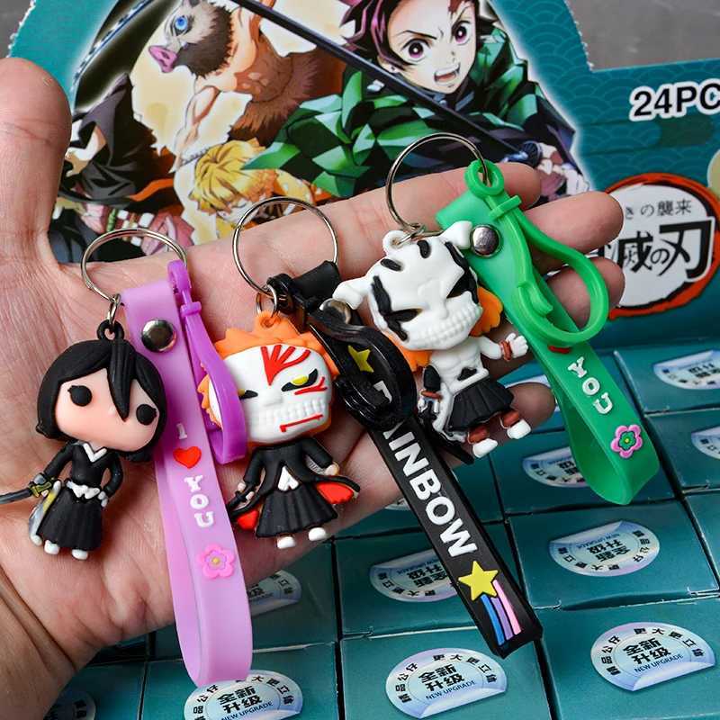 24Pcs Demon Slayer Blind Box Anime Action Figure Kamado Tanjirou Nezuko Agatsuma Zenitsu Keychain Toys For Childrens GiftsXJ250214