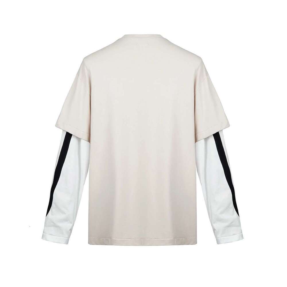 Y2k Streetwear Fake Two Pieces Color Match Long Sleeve Mens Fall Tshirts Crew Neck Casual Baggy Cotton T-Shirt Oversized