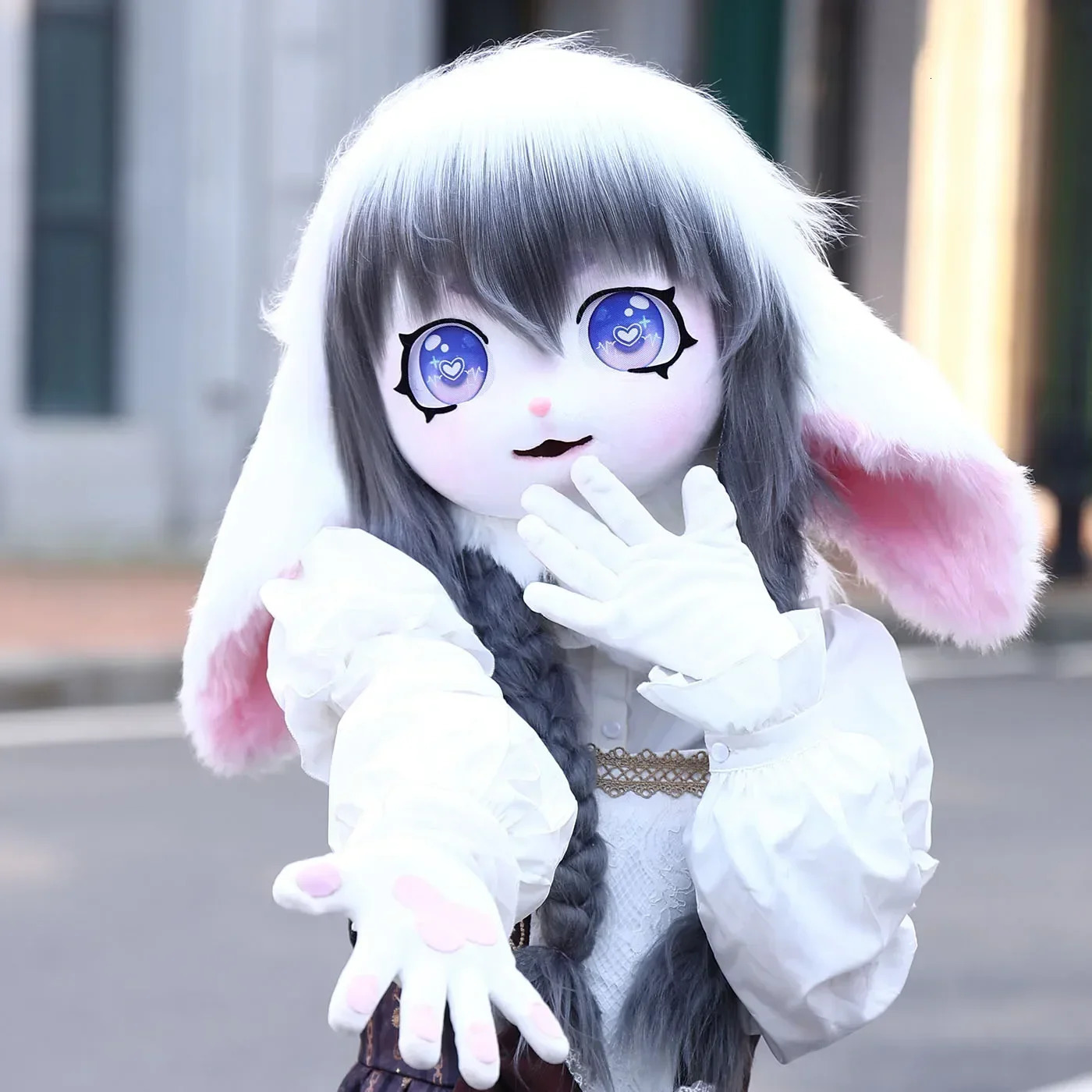 Kig Fursuit Kigurumi Headset Furry Cosplay Costume Animal Ear Rabbit Furry Mask Head Base Paw Comiket Cosplay perform Costume 250213