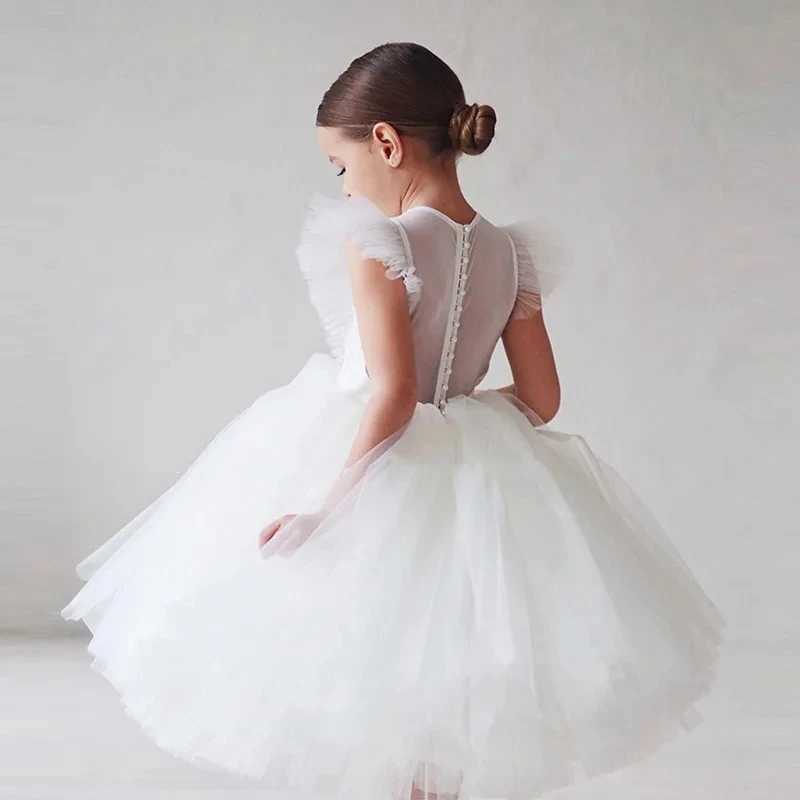 2025 New Summer Girls Dress Elegant Fashion Little Princess Dress Long Tulle Kids Lace Wedding Ceremony Dresses For 2-10 Years Z250214