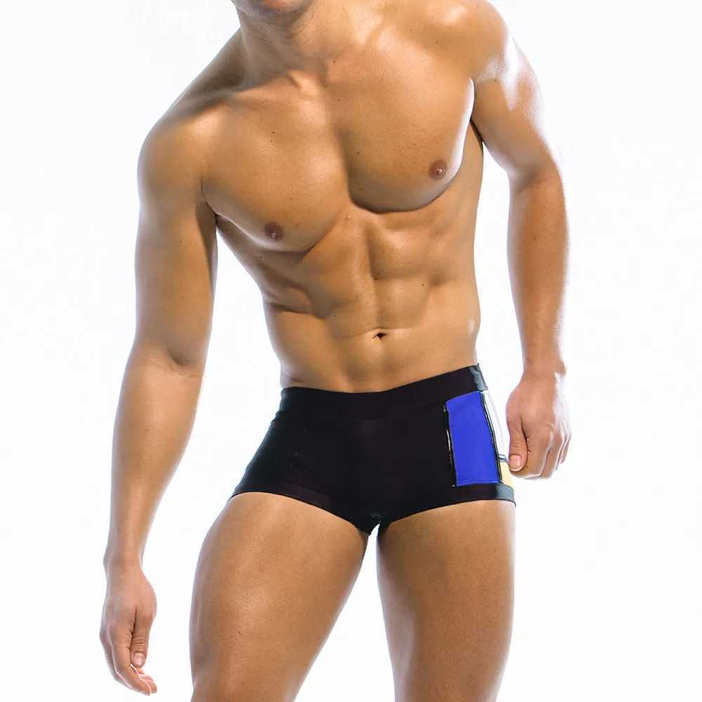 Mens Swimming Trunks Swimwear Black/White Drawstring Nylon Beach Shorts Multicolor Patchwork 2022 Sexy Swimming Pool SwimsuitT250213