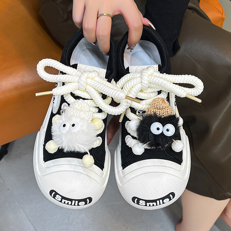 Autumn New Niche Cute Big Toe Board For Women 2025 Ugly Cute Versatile Open Mouth Smile White Shoes Sports And Casual Women's Shoes