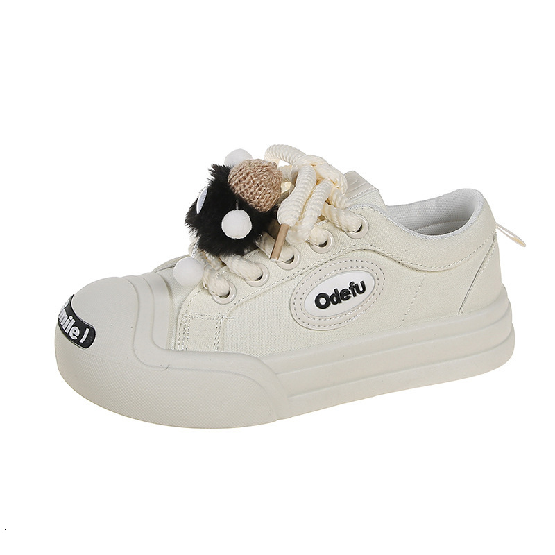 Autumn New Niche Cute Big Toe Board For Women 2025 Ugly Cute Versatile Open Mouth Smile White Shoes Sports And Casual Women's Shoes