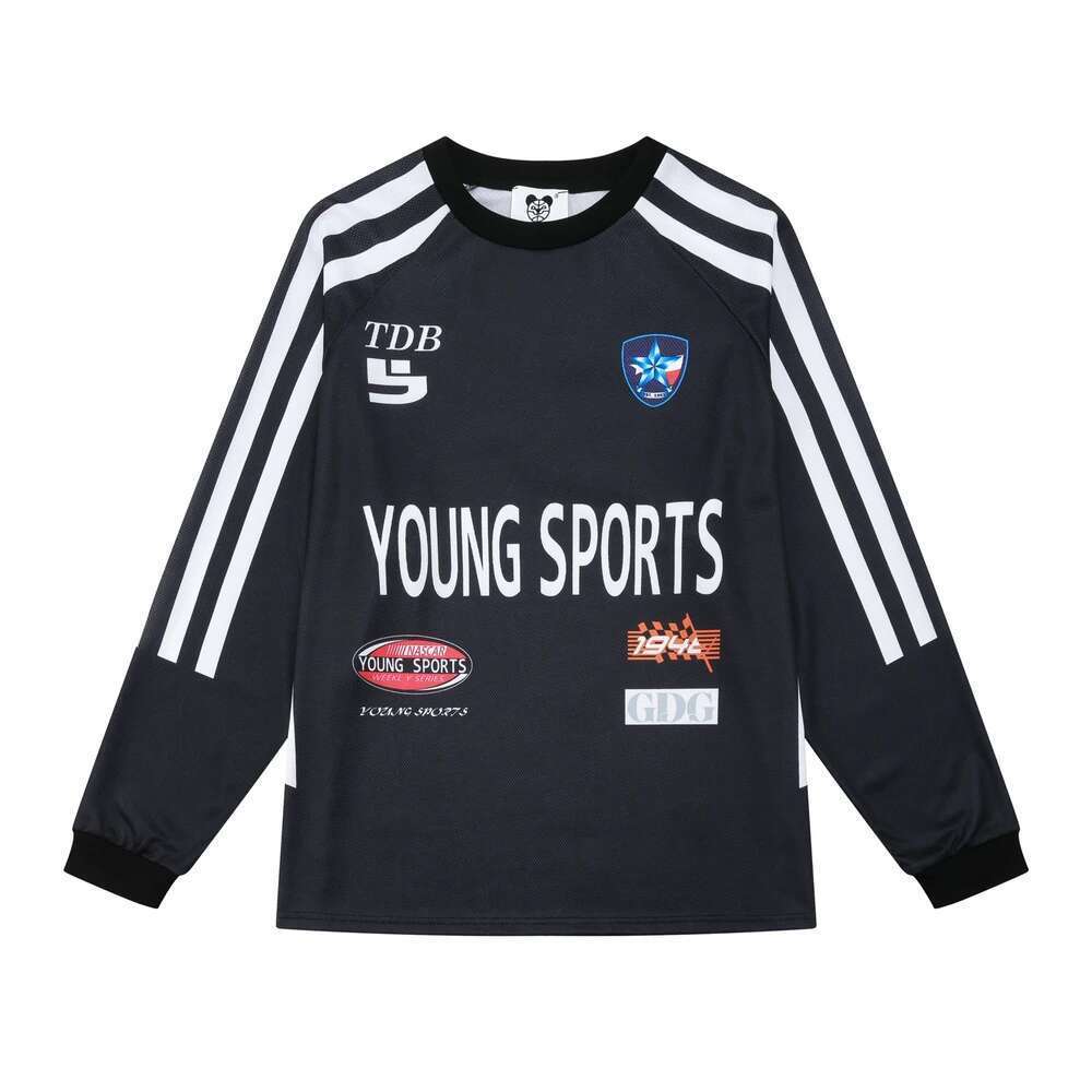 Retro Contrast Color Sports Baseball Tshirts For Men And Women Pullover Breathable Mesh Long Sleeve Tees Oversized Loose T-Shirt