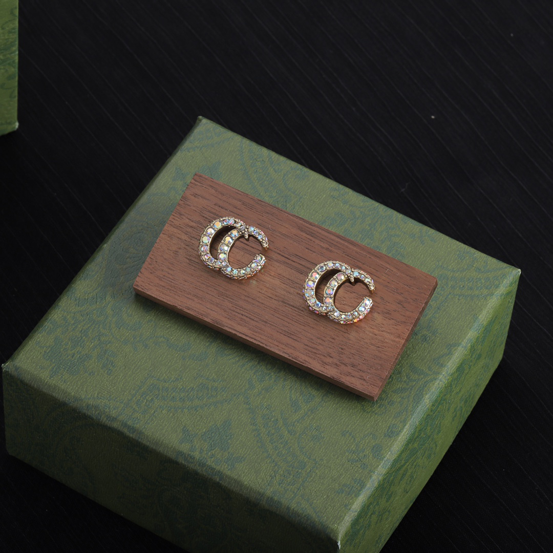 2CM Earrings Designer Luxury Earrings jewelry designer women Earrings Metal Letter Designer Gold Gem Stud