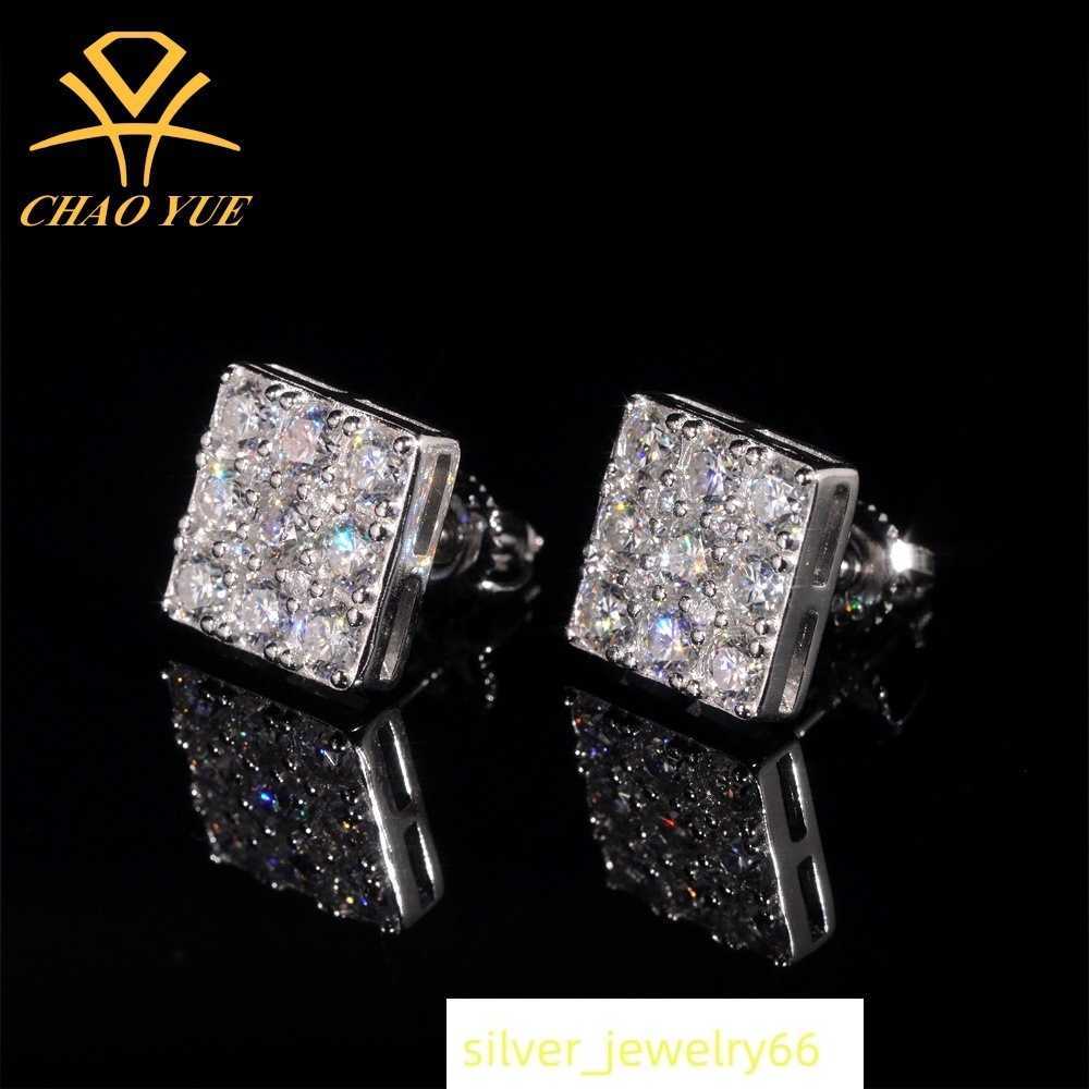 Hot selling boutique jewelry 925 silver vvs moissanite square earrings for men and women high-end earrings
