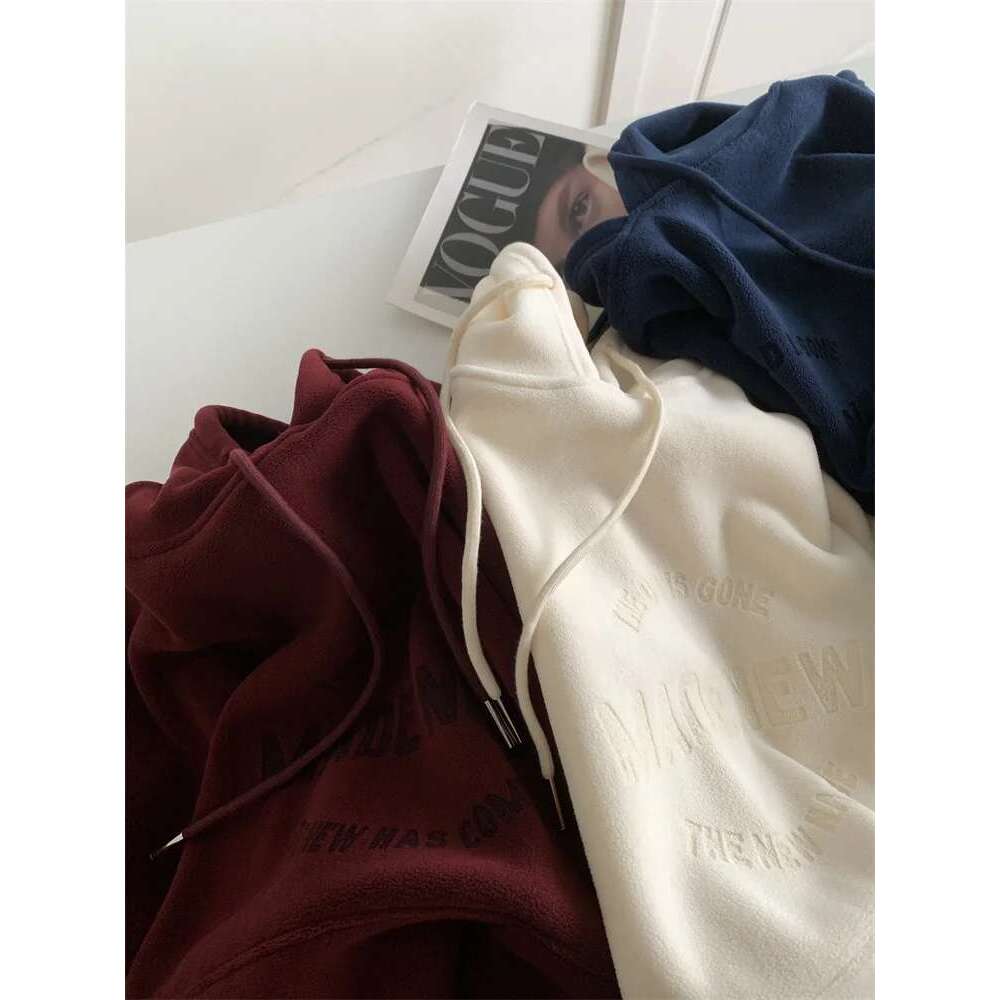 Thick Hooded Sweatshirt Jacket For Women, Loose Winter Fleece Warm Pullover Top