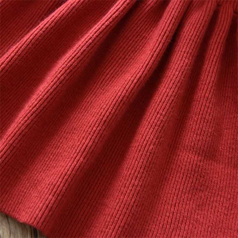 Long Sleeve Girls Winter Dresses 2023 New Warm Knit Sweater Kids Red Christmas New Year Par Princess Gown 1-8 Yrs Baby Vestido Z250214