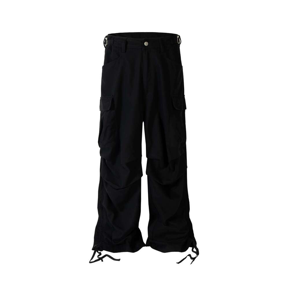 Streetwear Folded Side Zipper Multi Pocket Cargo Pants For Men Straight Pleated Roap Hombre Baggy Overalls Oversized Trousers