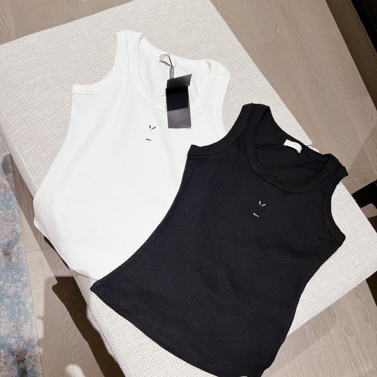 New designer women cotton logo letter embroidery slim waist summer tanks vest camis SML