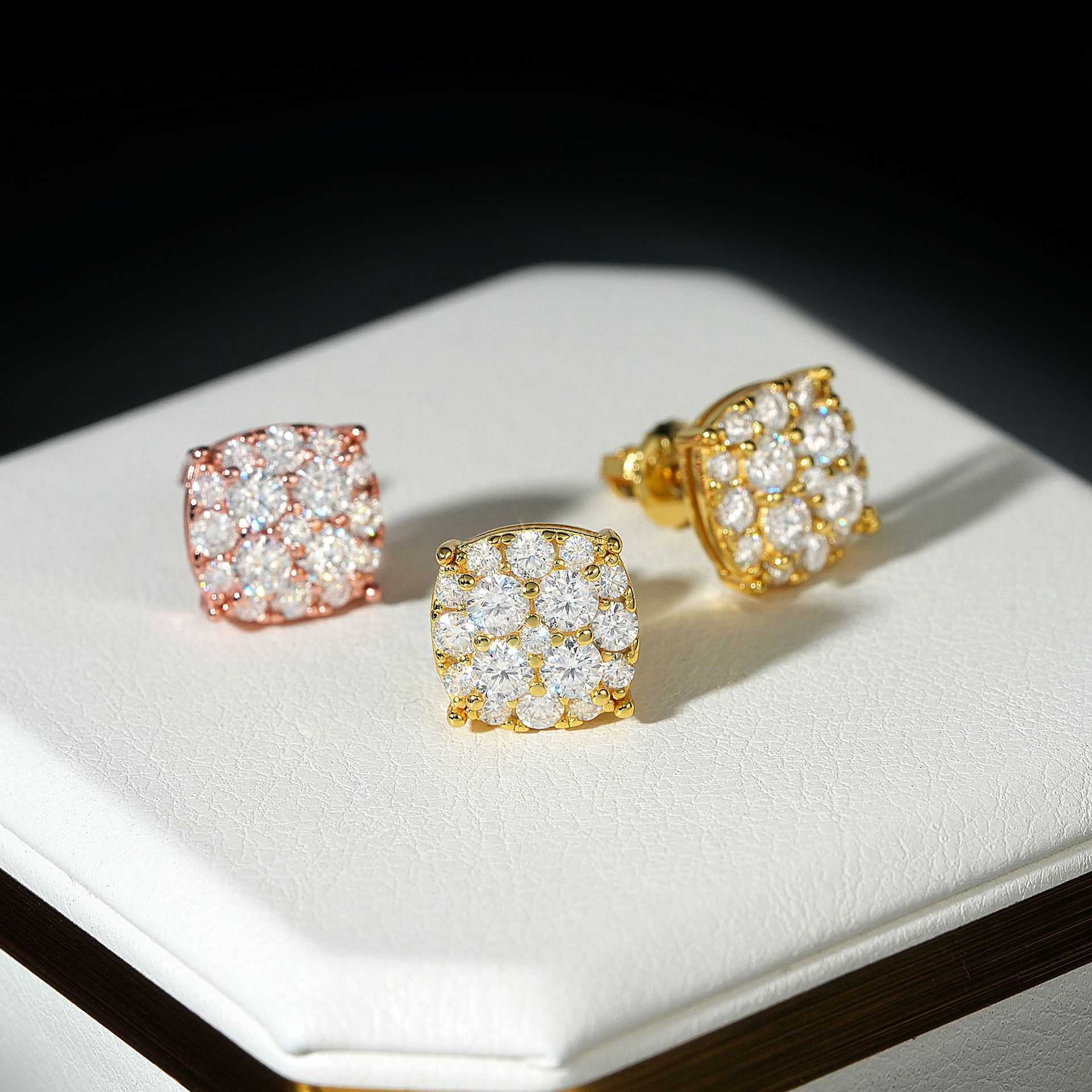 Diamond hair new round earrings S925 silver D-color moissanite mens and womens fashionable earrings GRA