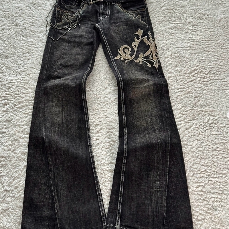 Hip Hop Fashion Street Style Washed Straight Leg Wide Leg Zipper Jeans Casual Men Pants Street Retro Y2k Embroidered Loose Jeans 250213