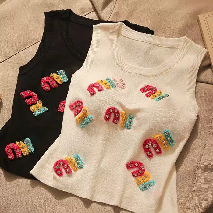 Ladies Slvel Vest Knit Letter Design Slim Fit Suspender Top - Casual Slvel Sweater Womens Bottoming Shirt for Stylish Women y250528NI3J