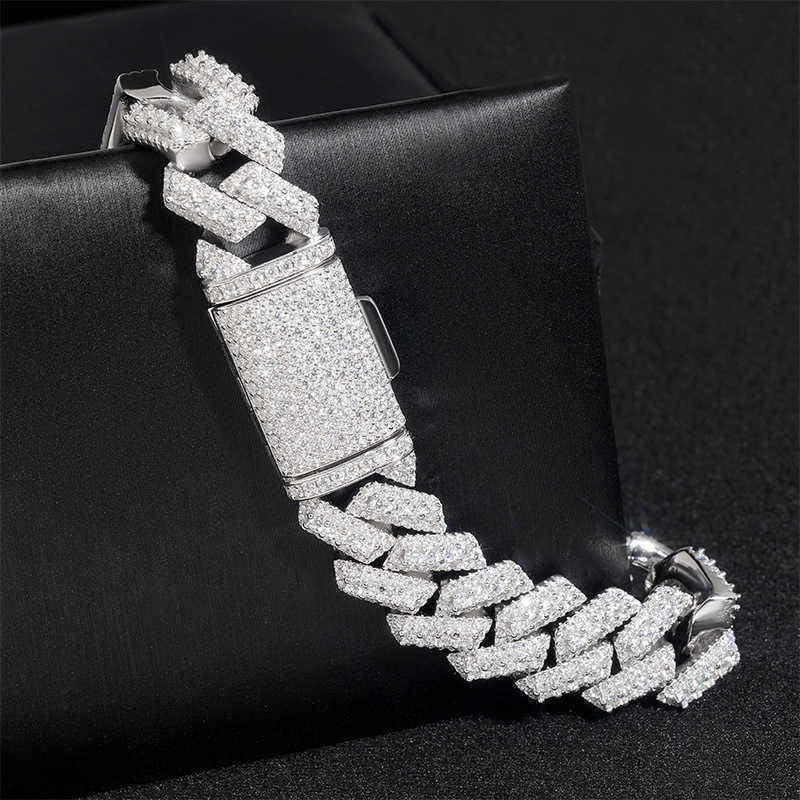 Diamond hair jewelry high-quality moissanite Cuban chain 15mm pure silver gold-plated trade special Cuban chain