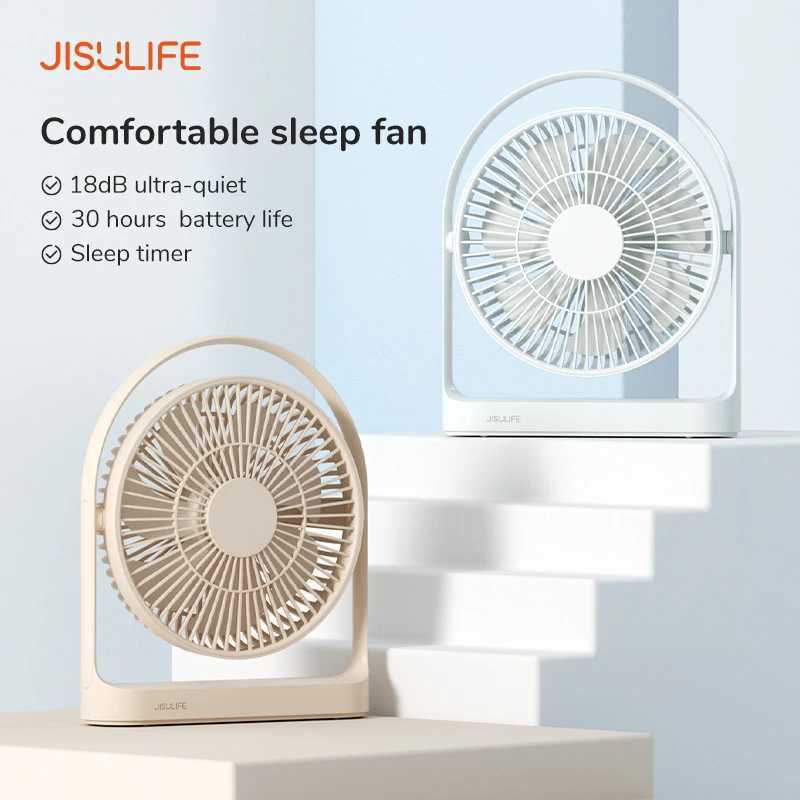 JISULIFE Desktop Fan Whisper Quiet 30H Max USB Rechargeable Bedside Desk Fan Portable Table Fan 8000mAh for Bedroom Office Z250214