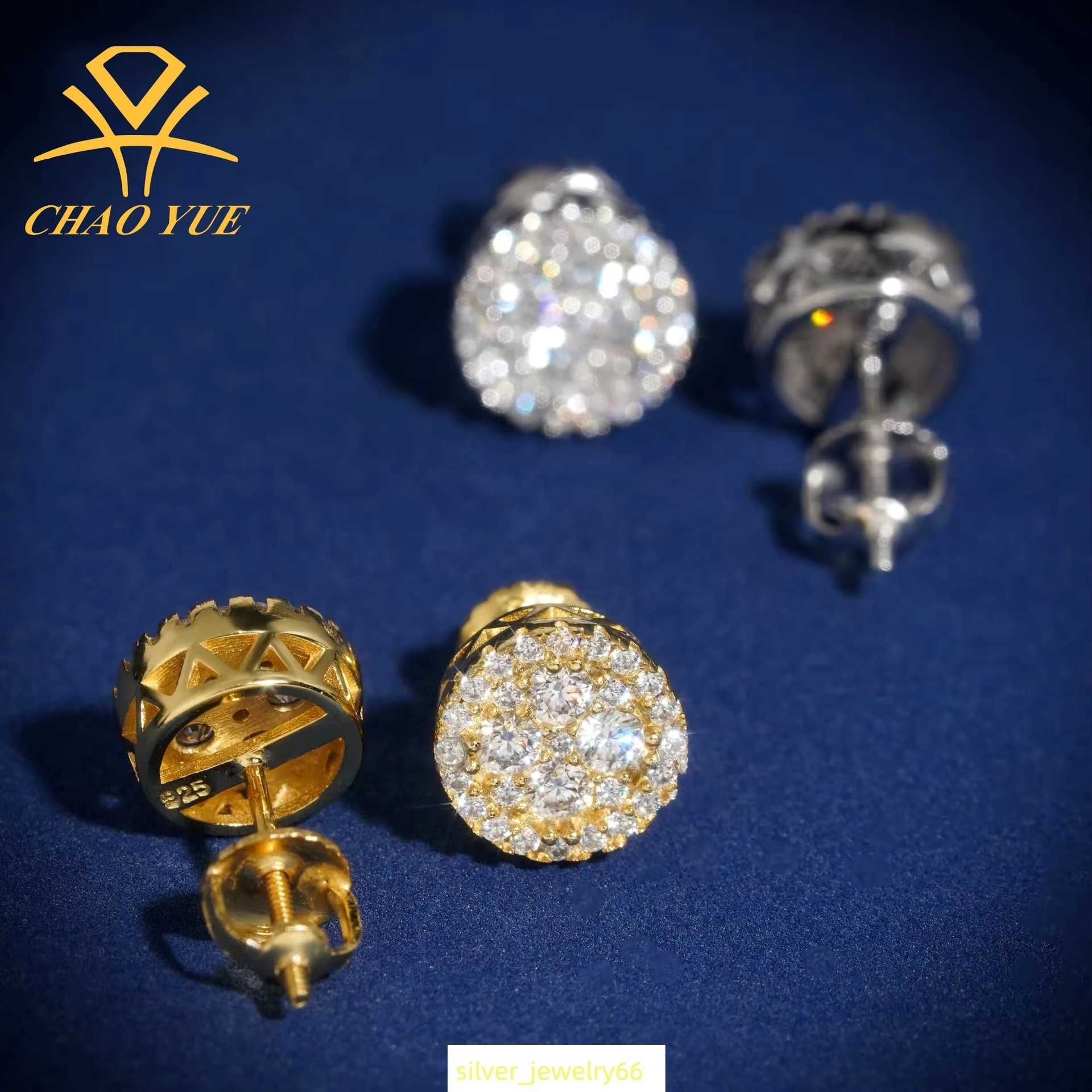 Hot selling round 925 silver moissanite fashionable earrings for men and women can pass the test