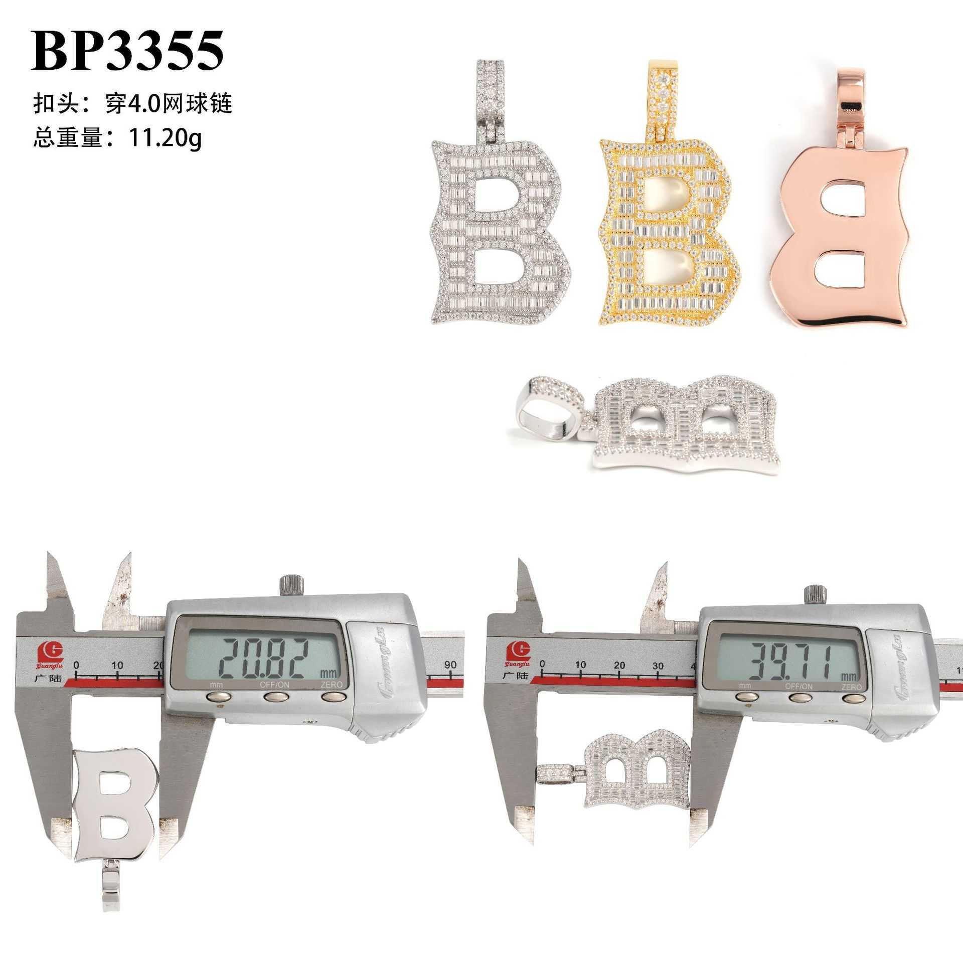 Diamond hair ins personalized hip-hop 24 letter pendant 925 silver inlaid moissanite can pass through 4mm tennis chain