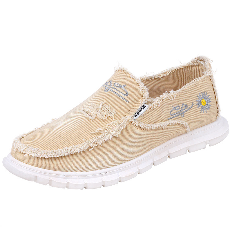 2025 New Spot Color Single Foot Breathable Board Shoes Outdoor Fashion Canvas Soft Bottom Old Beijing Fabric Comfortable Casual Men's Shoes