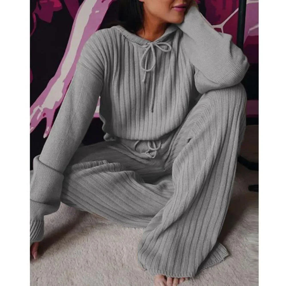 Women Outfit Vintage Fashion Casual Hooded Tracksuit Floor-Length Casual Outfit 250210