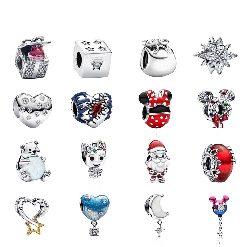 925 Sterling Silver designer jewelry Santa Claus Christmas Series Charm Fit charm bracelet for Girls designer Jewelry with bag