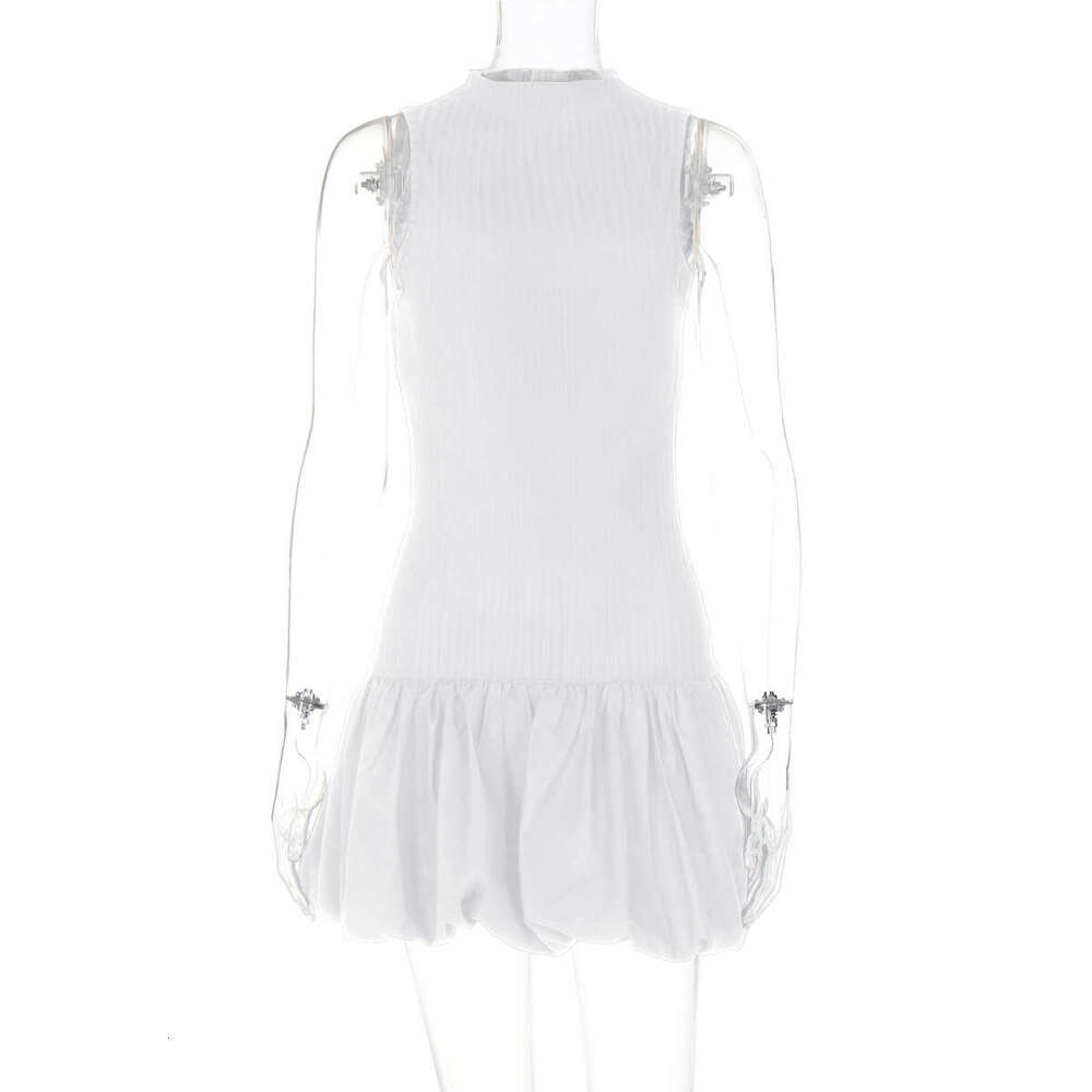 European American summer product fashionable and sexy back hollow out slim fitting patchwork pleated dress women's wholesale 2025 new casual vers