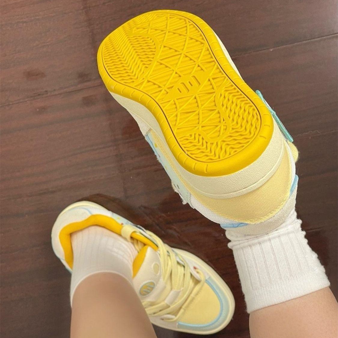 Small Crowd Color Contrast Skateboard Women China-chic Ins Style Thick Soled Versatile Bread Couple Sports Casual Shoes High Appearance