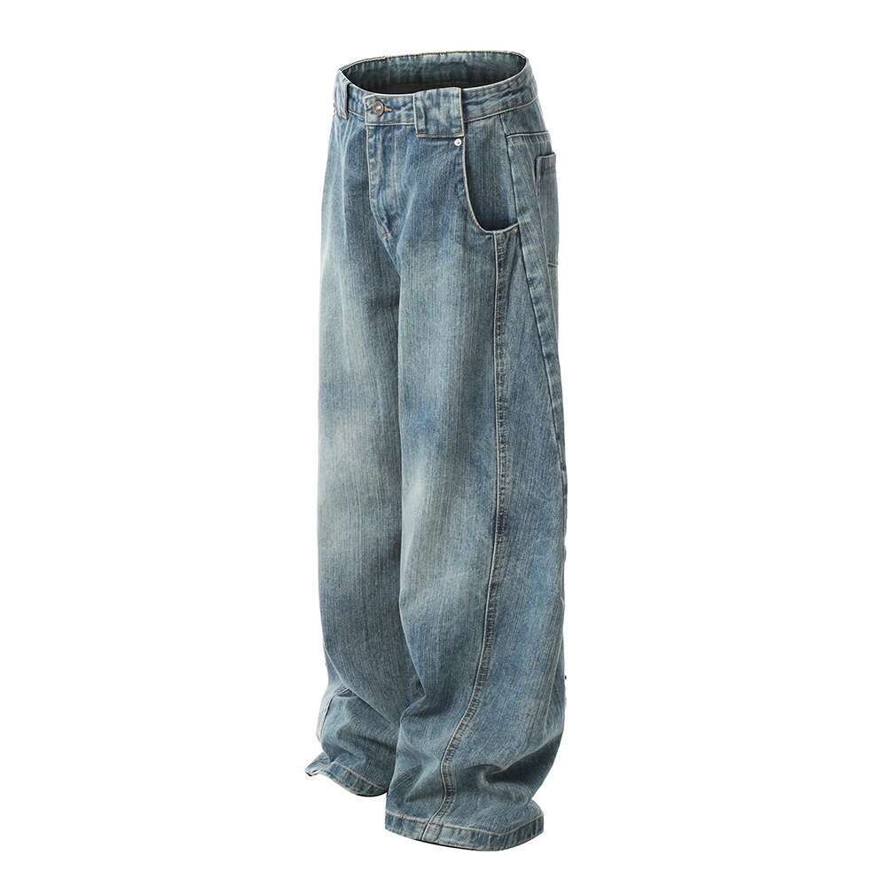 Hip Hop Washed Vintaged Blue Baggy Jeans For Men And Women Straight Casual Loose Denim Trousers Oversized Cargo Pants