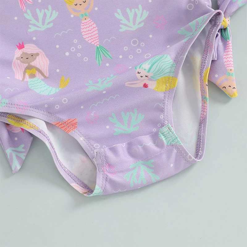 Toddler Girl Swimsuit Animal Print Sleeveless U-Neck Swimsuit Summer Baby Purple Bikini Swimsuit Z250214