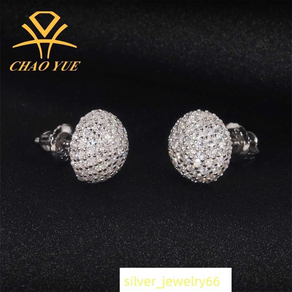 New 925 silver vvs moissani hip-hop earrings mushroom style full diamond mens and womens hot selling jewelry
