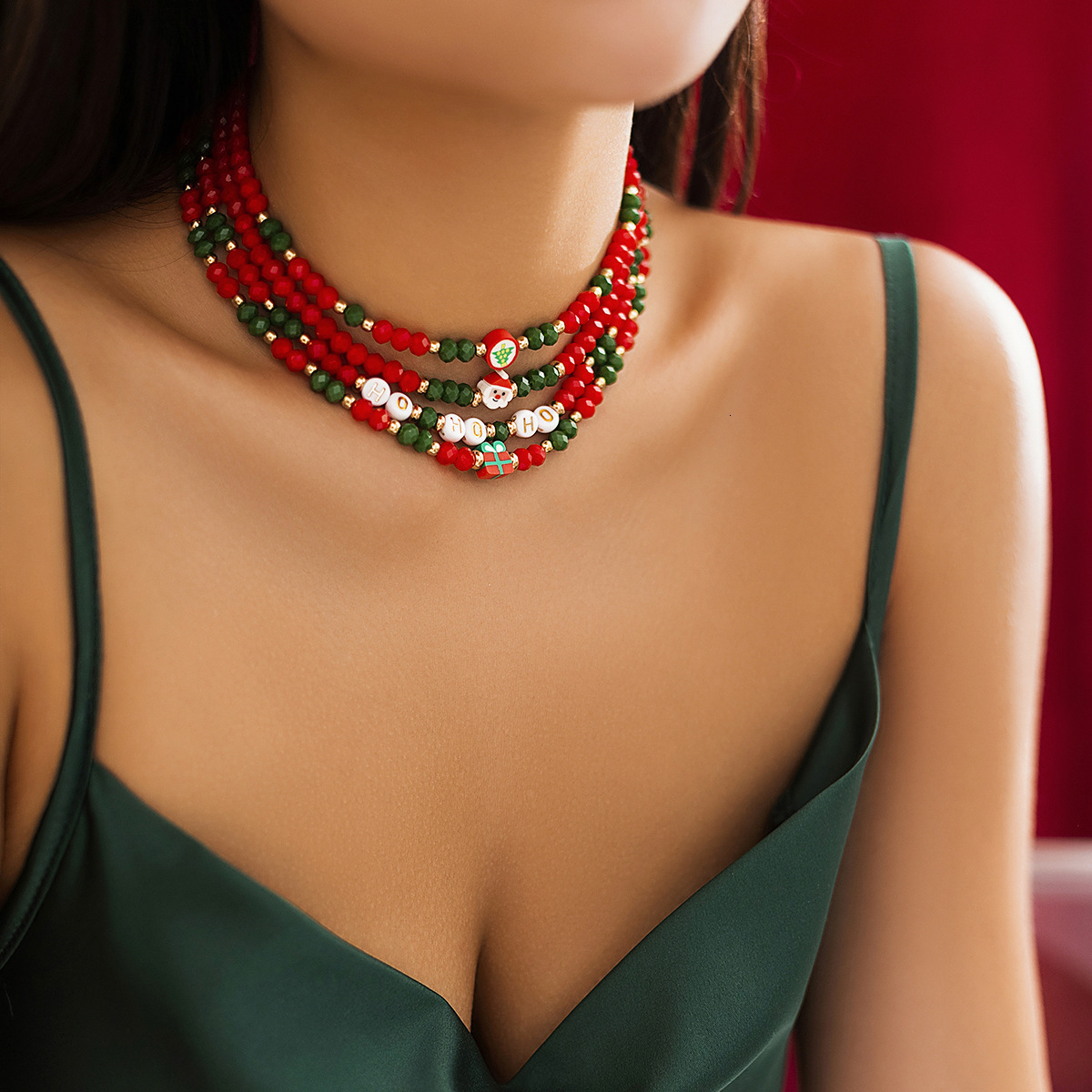 designer Beaded Choker Women's Necklace Christmas Snowman Gift Imitation Crystal fashion Jewelry