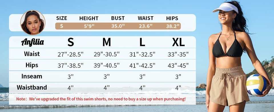 Anfilia Women Swimming Trunks High Waistband High Elastic Quick Dry Built In Linner Mesh Hem Cut with Inner Pocket Bikini Bottom W250214