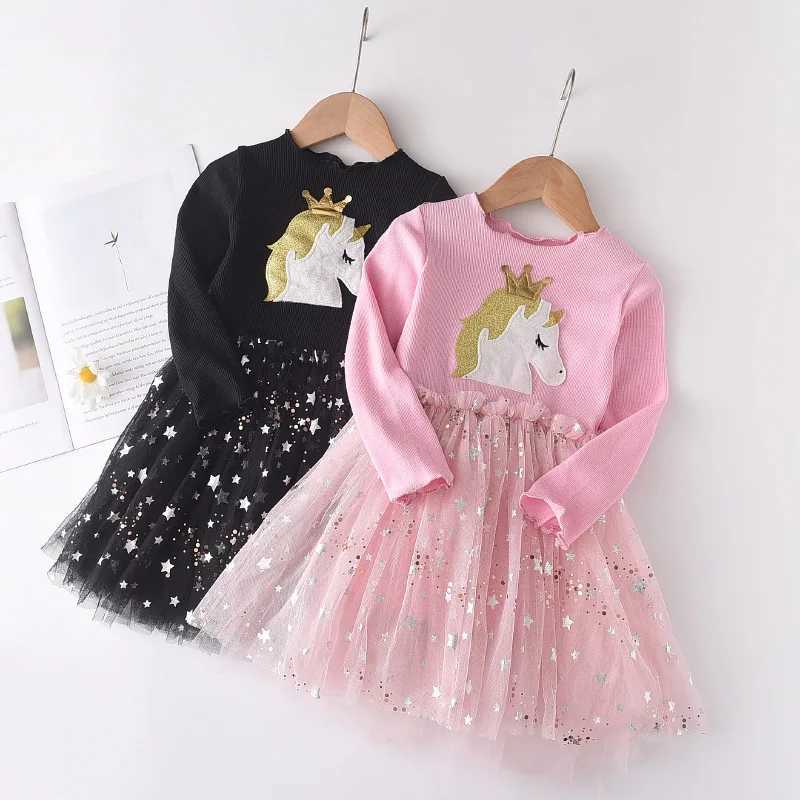 Bear Leader Lace Baby Girls Dress Long Sleeve Dresses Summer Weddings Kids Birthday Par Princess Dress Children Tulle Vestidos Z250214