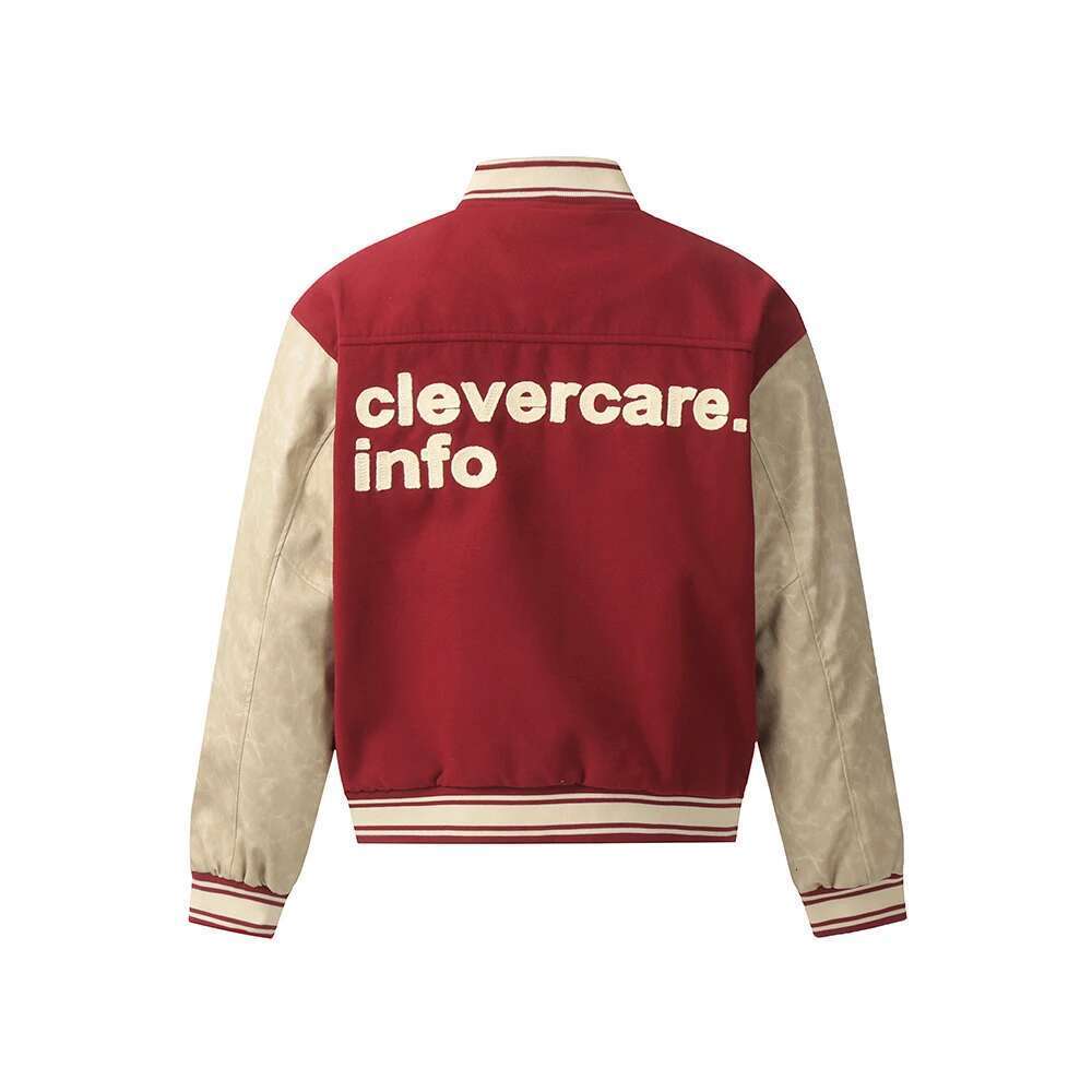 Vintage Letter Embroidery Color Match Windbreaker Jacket For Men And Women Stand Patchwork Winter Coat Oversized Thick Clothes