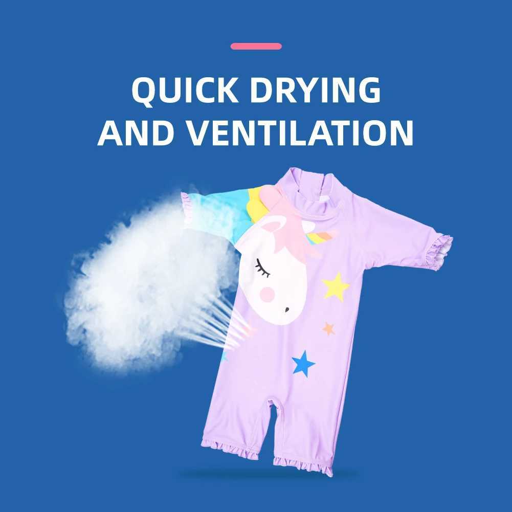 Happyflute 7-24kg Boy Girls One Piece Long Sleeve Swimsuit Cute Baby Princess Swim Cloth Z250214