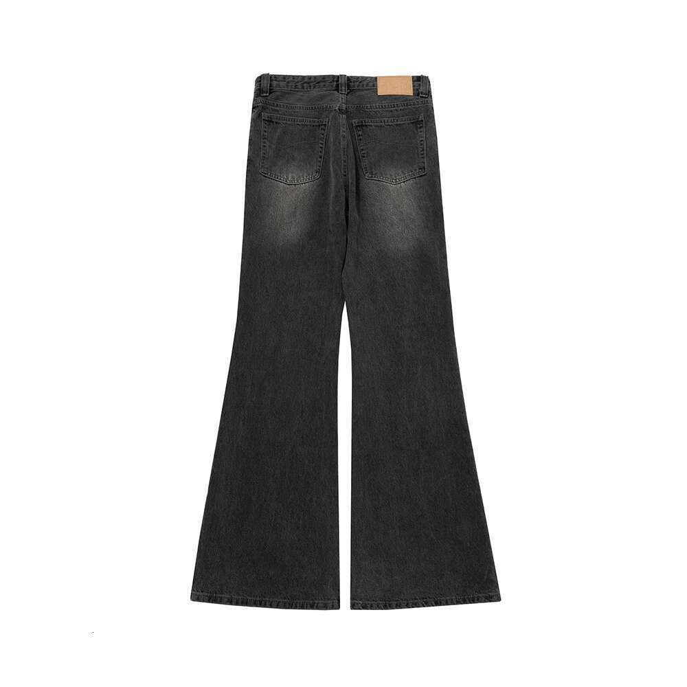 Distressed Micro Red Mud Dyed Boot Cut Jeans Unisex Straight Y2k Pantalones Hombre Casual Washed Denim Pants Oversized