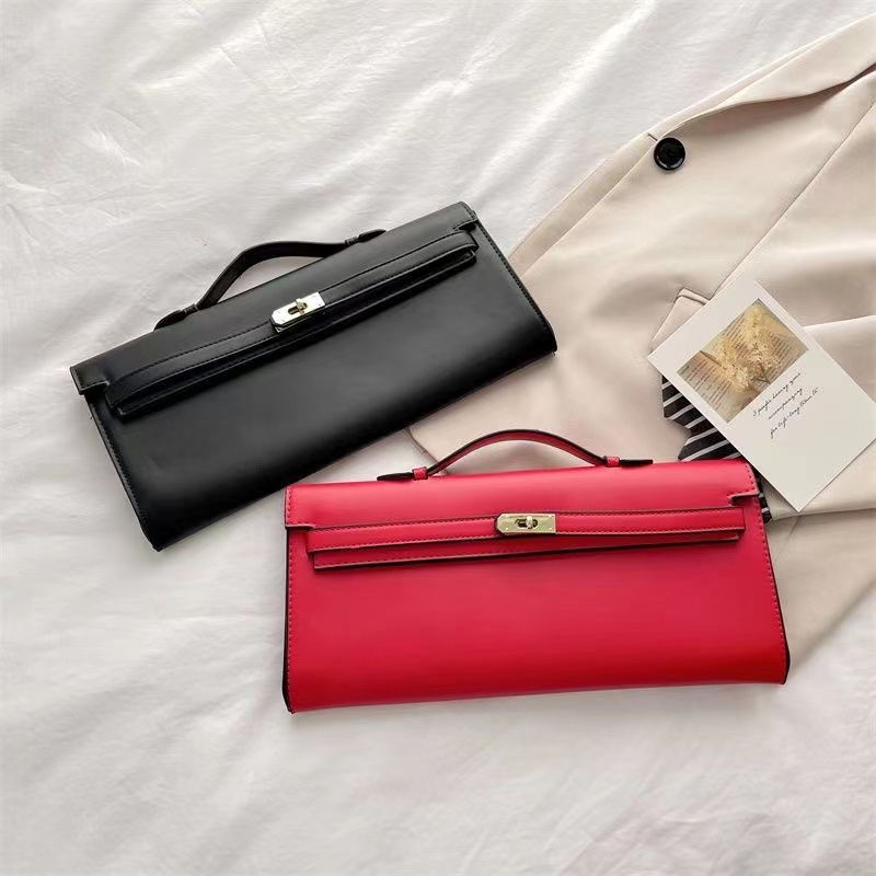 Solid color fashion clutch bag 2025 new simple western-style portable wallet bag advanced large capacity Joker clutch bag