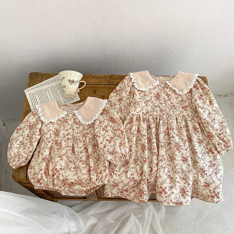 Autumn Kids Baby Girls Long Sleeve Flower Printing Princess Dress Sweet Baby Girls Doll Collar Dress Children Clothes Dress Z250214-1
